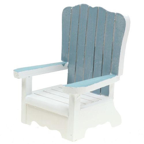 Floristik24 Chaise décorative en bois blanc-turquoise-grise H. 16 cm