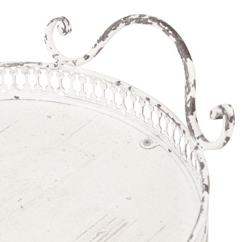 Article Plateau ovale Shabby Chic avec poignées blanc 36/45cm lot de 2 pièces