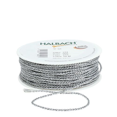 Floristik24 Cordon argent 2mm 50m