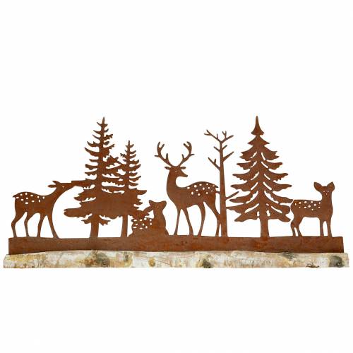 Floristik24 Silhouette de forêt avec animaux rustiqués sur socle en bois 57cm x 25cm