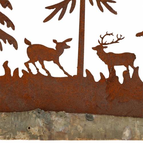 Article Silhouette de forêt avec patine d&#39;animaux sur socle en bois 30cm x 19cm