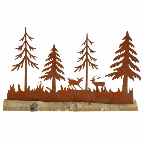 Floristik24 Silhouette de forêt avec patine d'animaux sur socle en bois 30cm x 19cm