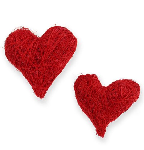 Floristik24 Coeurs en sisal 5-6 cm rouge 24 pcs