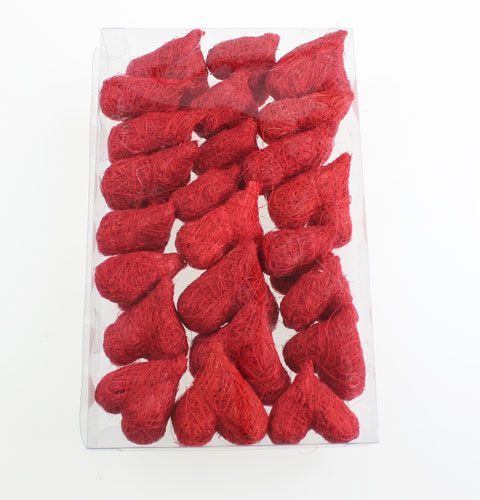 Article Coeurs en sisal 5-6 cm rouge 24 pcs