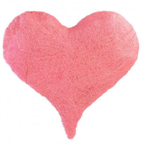Décoration coeur avec fibres de sisal coeur en sisal rose clair 40x40cm