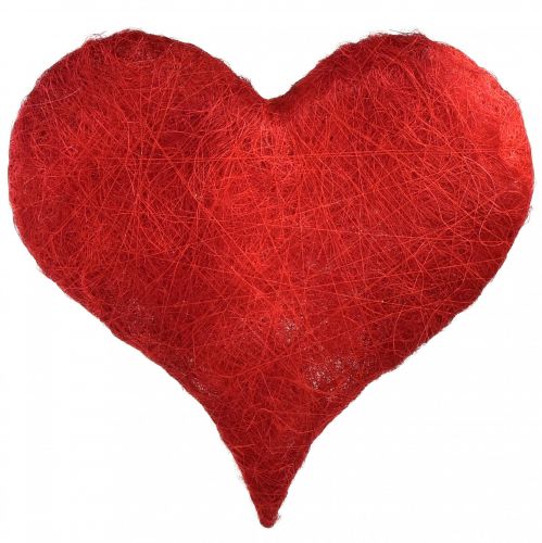 Floristik24 Décoration coeur en sisal avec fibres de sisal rouge 40x40cm