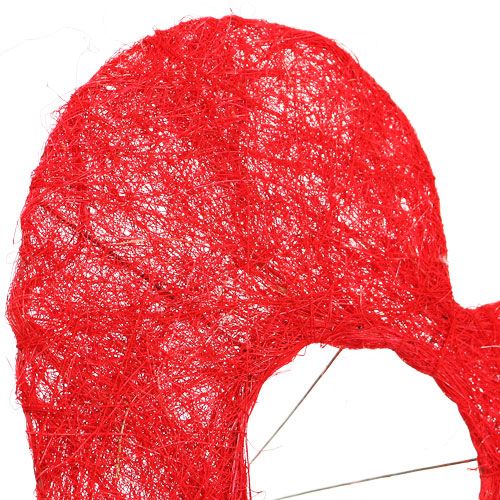 Floristik24 Manchette coeur en sisal 20cm décoration fleur en sisal coeur rouge 10 pcs
