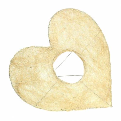 Article Manchette en sisal coeur blanchi 20cm 10 pcs