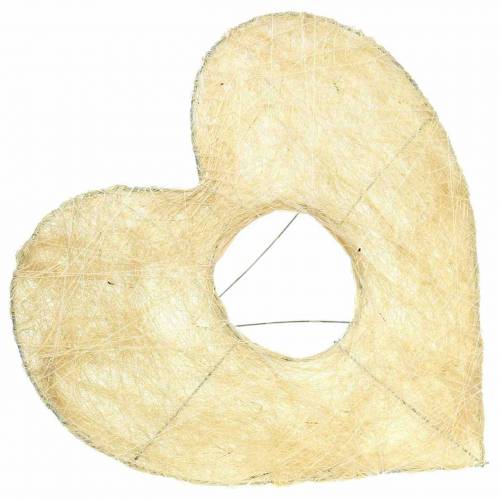 Manchon sisal coeur blanchi 25.5cm 10pcs