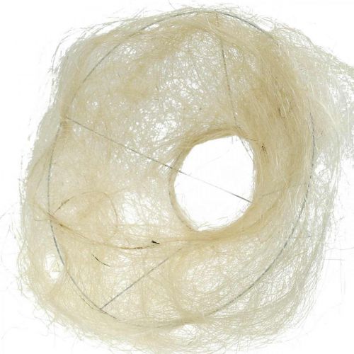 Article Bouquet de fleurs, manchette sisal blanchi Ø25cm 6 pcs