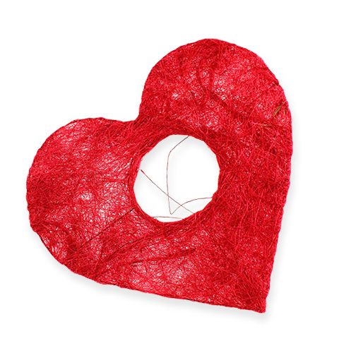 Manchette coeur sisal 10cm rouge 12pcs