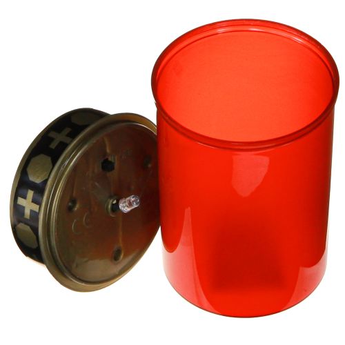 Article Lampes solaires funéraires LED en rouge blanc or Ø6,5cm H12cm