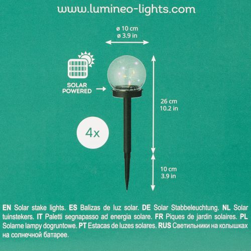 Lampe de jardin, globe lumineux avec piquet de terre pour éclairage extérieur, 36 cm, lot de 4 | Floristik24.fr