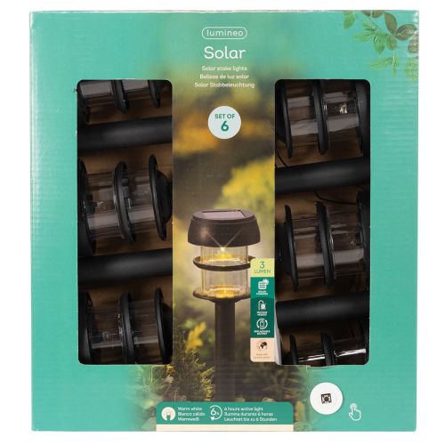 Lampes solaires de jardin avec piquet, lampes d'extérieur pour allées de jardin, 35 cm, lot de 6 | Floristik24.fr