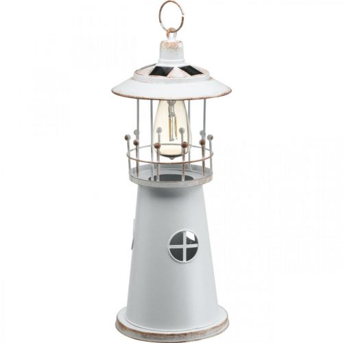 Floristik24 Phare avec éclairage, lumière solaire, blanc chaud, décoration de jardin maritime H47cm Ø18cm