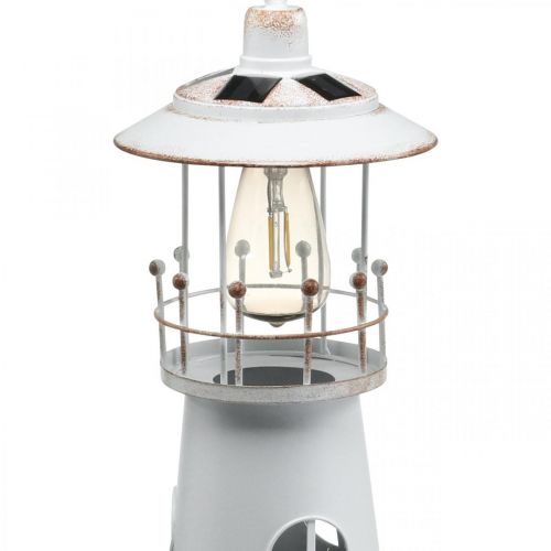 Floristik24 Phare avec éclairage, lumière solaire, blanc chaud, décoration de jardin maritime H47cm Ø18cm