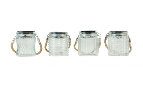 Floristik24 Lampe solaire suspension en verre solaire balcon Ø7,5cm H9cm 4pcs