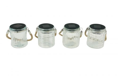 Floristik24 Lampe solaire suspension en verre solaire balcon Ø7,5cm H9cm 4pcs