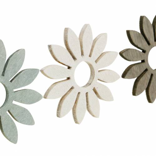 Floristik24 Fleurs d&#39;été décoration en bois fleurs marron, gris clair, blanc décoration dispersée 72 pièces