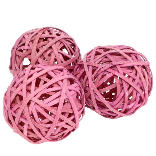 Balle en rotin rose Ø 6 cm 6 p.