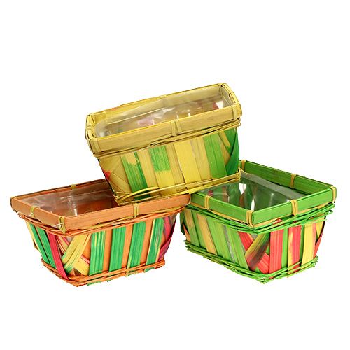 Floristik24 Panier Span carré multicolore 15cm 12pcs