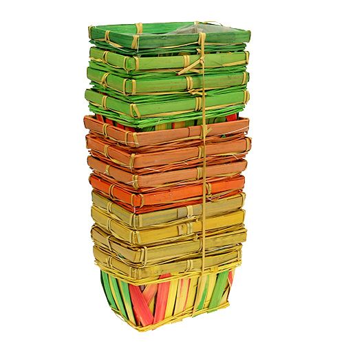 Floristik24 Panier Span carré multicolore 15cm 12pcs