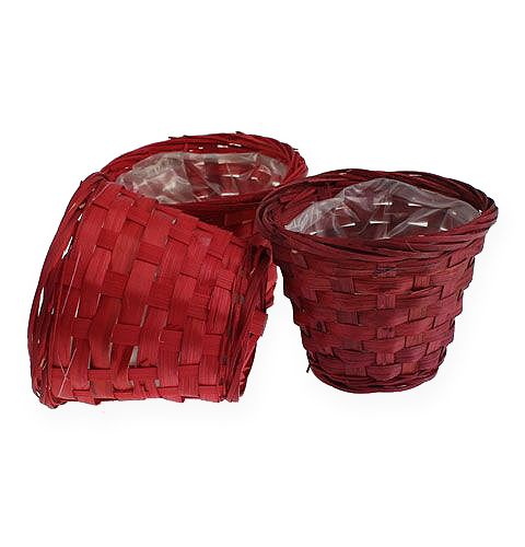 Floristik24 Panier à copeaux rouge foncé et clair Ø12cm 10pcs