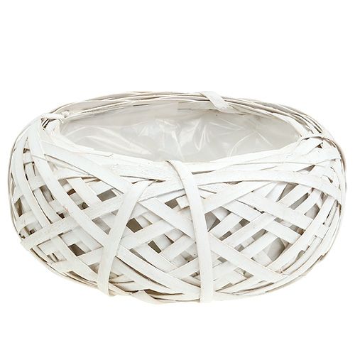 Floristik24 Corbeille blanche en sangles tressées Ø 25 cm H. 10 cm