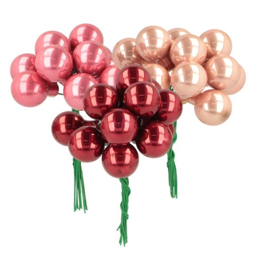 Boules de Noël sur fil de fer, mini baies brillantes effet miroir, 20 mm, 140 pièces