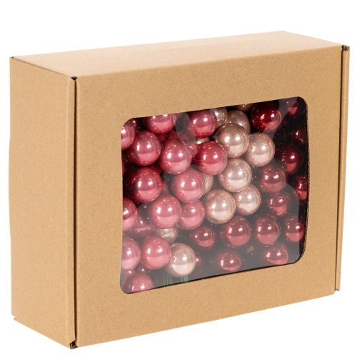 Boules de Noël sur fil de fer, mini baies brillantes effet miroir, 20 mm, 140 pièces | Floristik24.fr