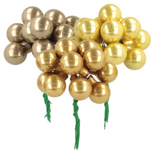 Boules de Noël miniatures sur fil 20 mm en plastique couleurs cuivre, orange et or – Lot de 140