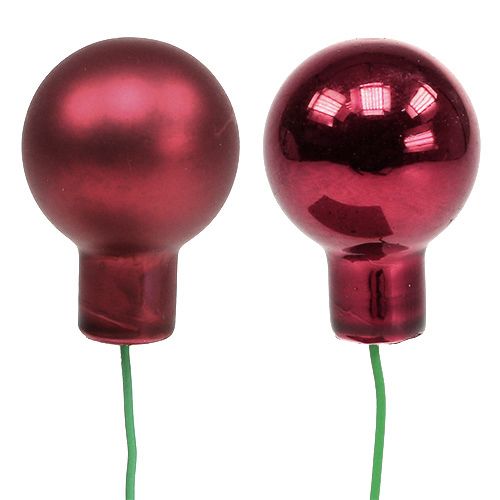 Article Mini boule de Noël rouge, baies miroir en verre rose Ø20mm 140 pcs