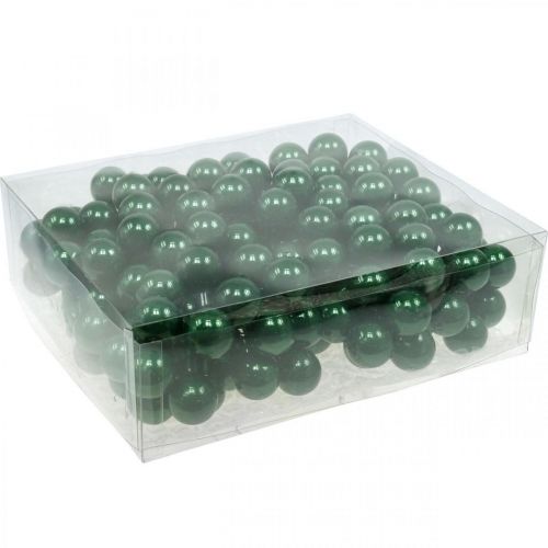 Article Mini boules de Noël sur fil Ø25mm verre vert 140p