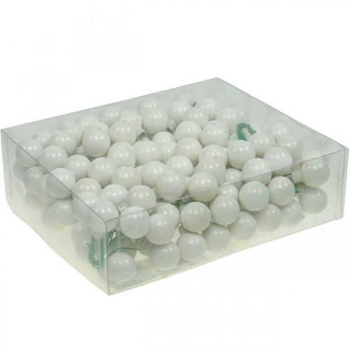 Article Mini boules de Noël verre blanc miroir baies Ø25mm 140p