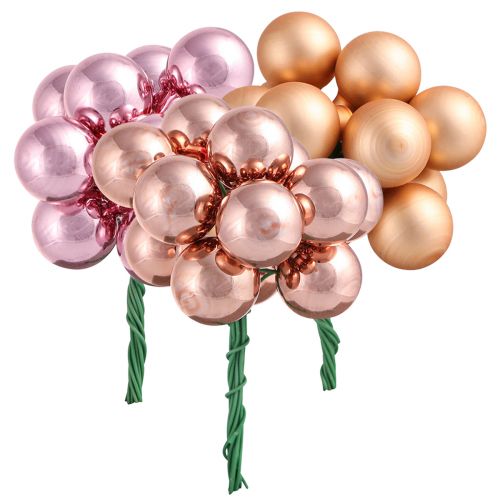 Floristik24 Miroir Baies Abricot Rose Boules de Verre Fil Ø20mm 140 pcs