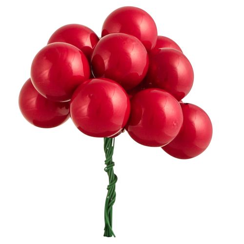 Boules de Noël en verre baies miroir rouge Ø25mm 140 pcs