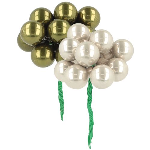 Floristik24 Boules de Noël Miroir Baies Vert Argent Ø20mm 140pcs