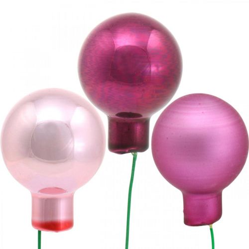 Floristik24 Mini Boule de Noël Verre Rose Miroir Baies Berry Ø20mm 140 pcs