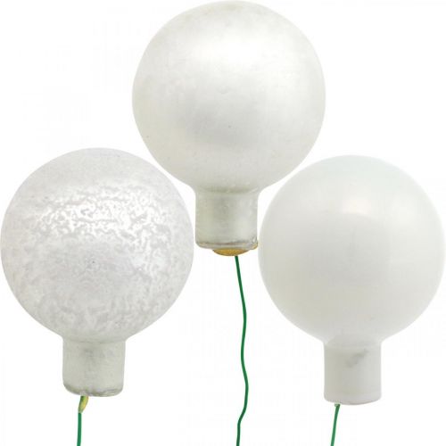 Floristik24 Mini boule de Noël miroir baies blanches verre Ø40mm mix 32pcs