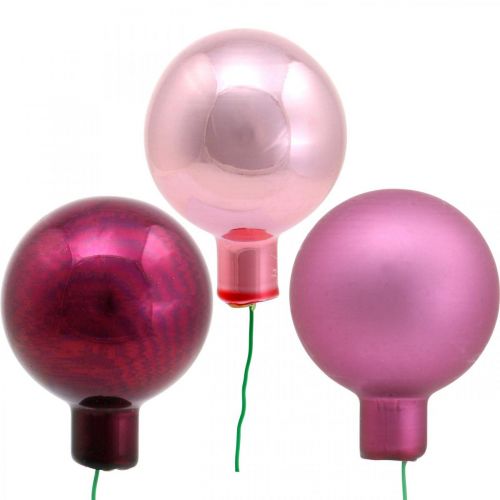 Floristik24 Mini boule de Noël rose miroir baies verre Ø40mm mix 32pcs