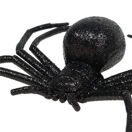 Floristik24 Araignée noire 16cm avec mica