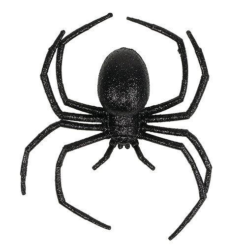 Floristik24 Araignée noire 16cm avec mica