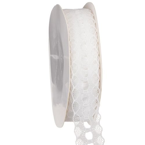 Zibeline décorative en coton blanc avec bordure fine 25mm x 10m