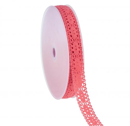 Article Ruban dentelle ruban cadeau rose corail 18mm 20m