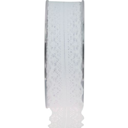 Floristik24 Ruban dentelle ruban cadeau blanc ruban décoratif dentelle 28mm 20m