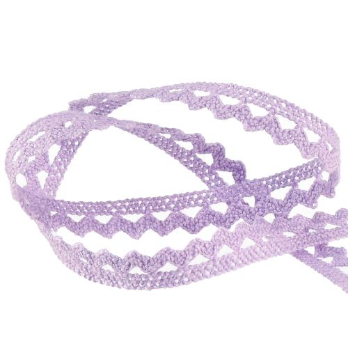 Article Ruban de dentelle ruban décoratif violet ruban de bijoux de fleur W9mm L20m