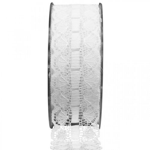 Floristik24 Ruban dentelle bordure dentelle ruban déco dentelle blanc 25mm 15m