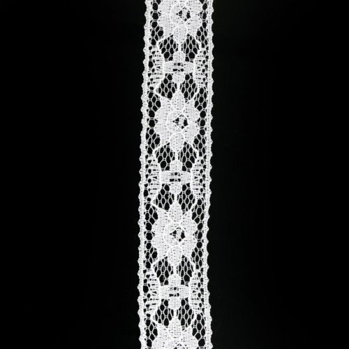 Floristik24 Ruban dentelle blanc, décoration mariage, ruban décoratif motif fleur L25mm L15m
