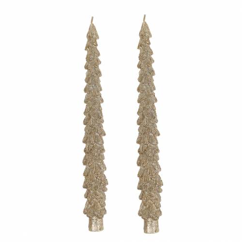 Floristik24 Bougies coniques sapin doré métallisé 30mm × 260mm 2pcs