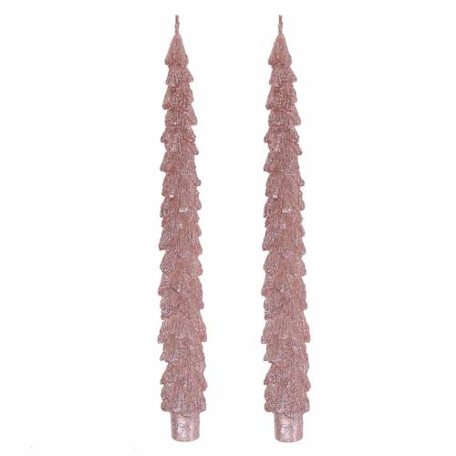 Floristik24 Bougies pointues rose sapin métallisé 30mm × 260mm 2pcs